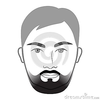 Taper Fade Beard style men in face illustration gradual Facial hair mustache. Vector grey black portrait male Fashion Vector Illustration