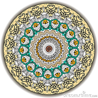 Tapestry ethnic colorful vector mandala pattern. Ornamental textured background. Tribal patterned grunge backdrop Vector Illustration