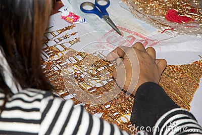 Tapestry Myanmar Stock Photo