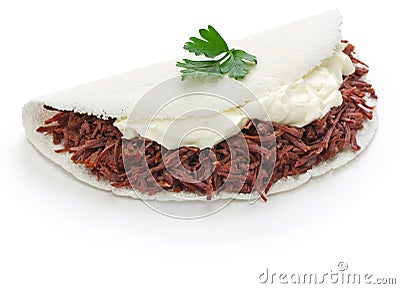 Tapioca crepe , carne seca, brazillian food Stock Photo