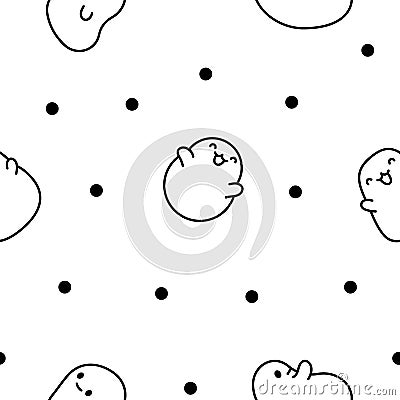 Tapioca pearls. Seamless pattern. Coloring Page Vector Illustration