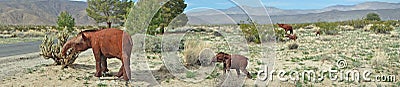 Tapir Family - Metal Sculptures Panorama Stock Photo