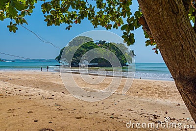 Taprobane island and Weligama beach at Sri Lanka Stock Photo