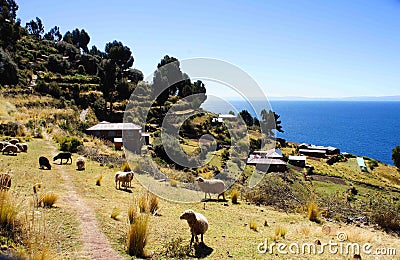 Taquile Island on Lake Titicaca, Peru Stock Photo