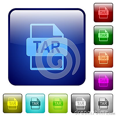 TAR file format color square buttons Stock Photo