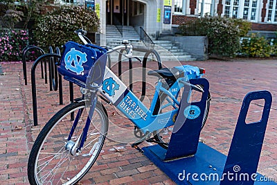 Tar Heel Bikes, rental bicycle, on the Campus of UNC, University of North Carolina at Chapel Hill Editorial Stock Photo