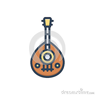 Color illustration icon for Tar, musical and guitar Cartoon Illustration