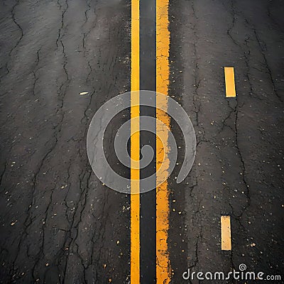 Tar road with road line markings background - ai generated image Stock Photo