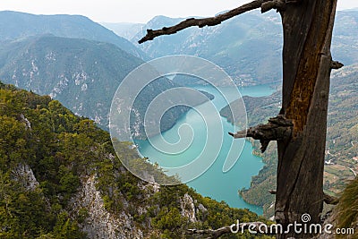 Tara National Park, Serbia. Viewpoint Banjska Stena. View at Drina river canyon and lake Perucac Stock Photo