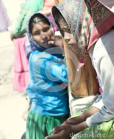 Tarahumara native girls. April 28, 2011 - Creel, Chihuahua, Mexico Editorial Stock Photo