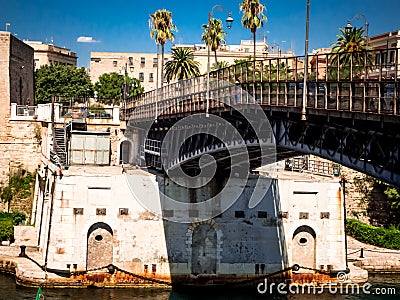 The taranto bridge on the taranto canalboat Stock Photo