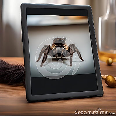 A tarantula using a tablet as a touchscreen to create digital spider art4 Stock Photo