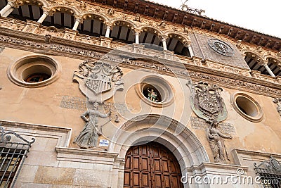Facade of the old landmark building of Tarazona Town Hall Editorial Stock Photo