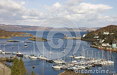 Tarbert harbor and ferry Stock Photo