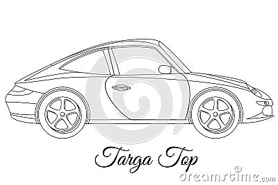 Targa top car body type outline Vector Illustration