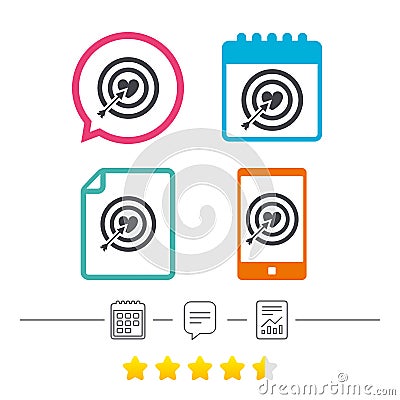 Target aim sign icon. Darts board symbol. Vector Illustration