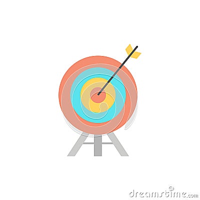 Target, Archery, Arrow, Board Flat Color Icon. Vector icon banner Template Vector Illustration