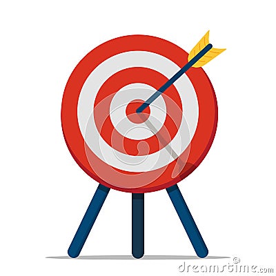 Target with arrow. Archery with precision hitting the purpose. Concept of efficiency, excellence business. Accuracy achievement of Stock Photo