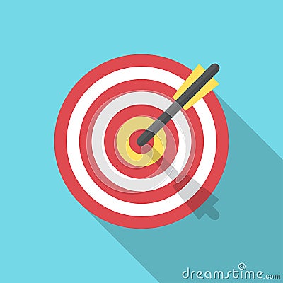Target with an arrow flat icon concept market goal vector picture image. Concept target market, audience, group, consumer. Bullsey Vector Illustration