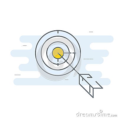 Target with arrow icon - goal achieve concept, line aim Vector Illustration