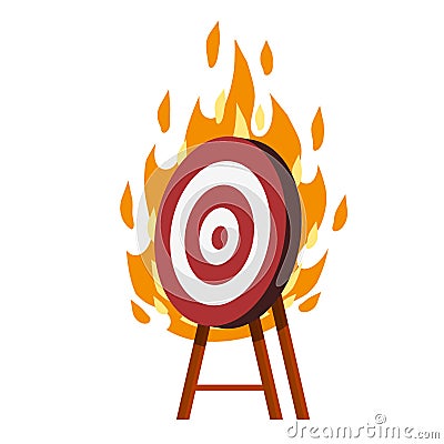 Target for arrows. red and white flaming aim. Vector Illustration