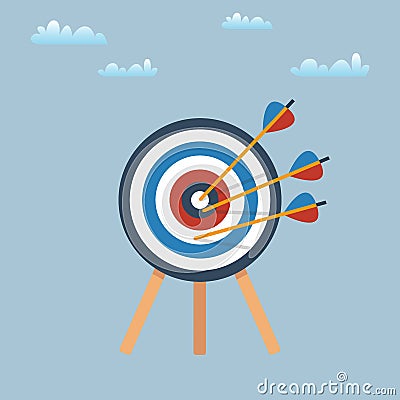 Target with arrows, standing on a tripod. Vector illustration Vector Illustration