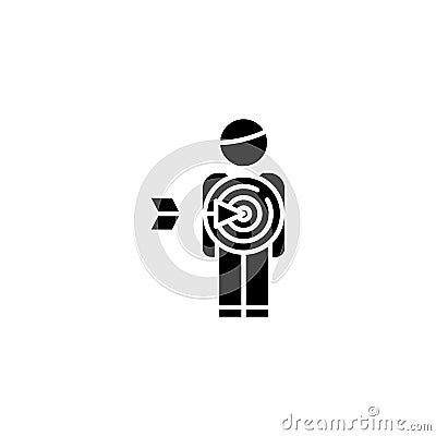 Target audience black icon concept. Target audience flat vector symbol, sign, illustration. Vector Illustration