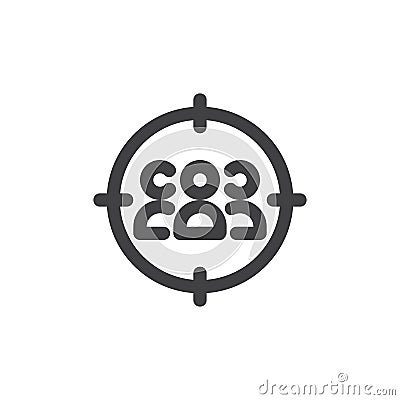 Target audience line icon, outline vector sign, linear style pictogram isolated on white. Vector Illustration