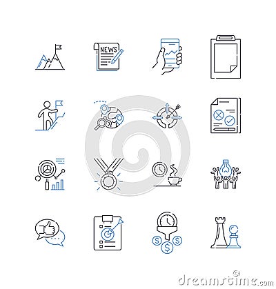 Target audience line icons collection. Millennials, Gen Z, Baby boomers, Retirees, Teenagers, Professionals, College Vector Illustration