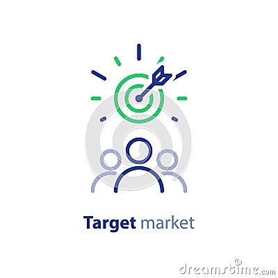 Target audience, marketing research, public relations concept, line icon Vector Illustration