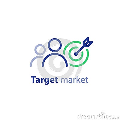 Target audience, marketing research, public relations concept, line icon Vector Illustration