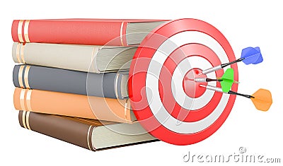 Target with books. Graduation Goal, Education Target Concept, 3D rendering Stock Photo