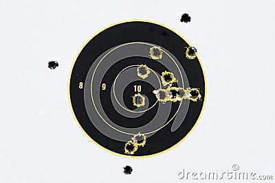 Target with bullet holes Stock Photo