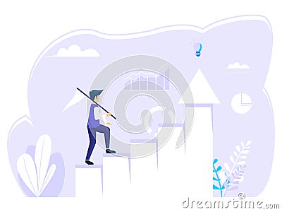 Target Choice. Achievement and Grow Goal Measurement Run Concept for Web Banner Infographics Images. In flat style Illustration Vector Illustration