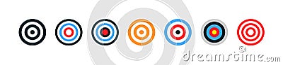 Target collection. Target vector icons, isolated on white background. Targets different shapes and color. Archery target business Vector Illustration