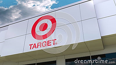 Target Corporation logo on the modern building facade. Editorial 3D rendering Editorial Stock Photo