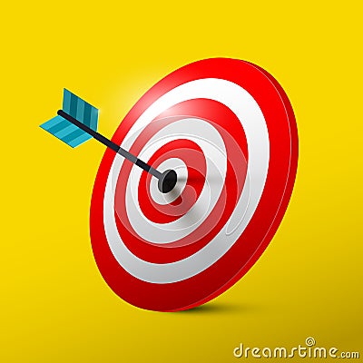 Target 3D Symbol with Dart Vector Dartboard Icon Vector Illustration