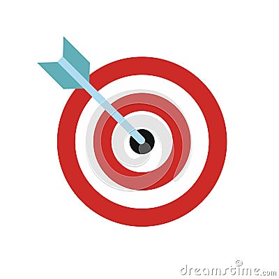 Target with dart flat icon Vector Illustration