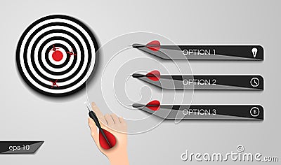 The target dartboard infographic arrow concept of goals achievement. Vector illustration Vector Illustration