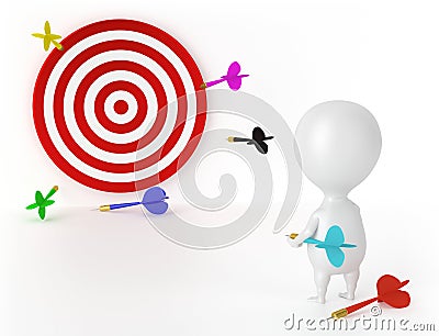 Target, Darts and Character - Loser Stock Photo