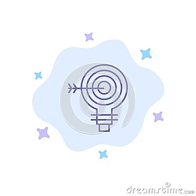 Target, Darts, Goal, Solution, Bulb, Idea Blue Icon on Abstract Cloud Background Vector Illustration