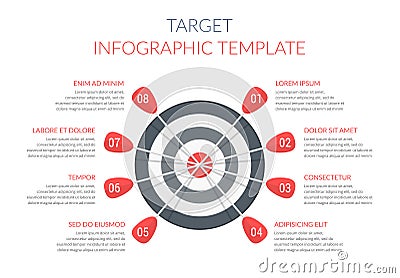 Target with Eight Arrows Vector Illustration