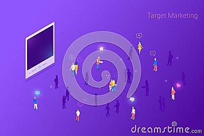 Target focus group audience for Photo Images Content Marketing Advertising Flat Isometric vector illustration concept. Targeting Vector Illustration