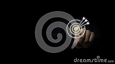 target focus vision business concept, object market achieve business purpose challenge market, business goal target plan growth Stock Photo