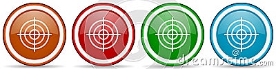 Target glossy icons, set of modern design buttons for web, internet and mobile applications in four colors options isolated on Stock Photo