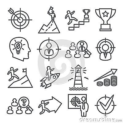 Target and Goal Line Icons on white background Stock Photo