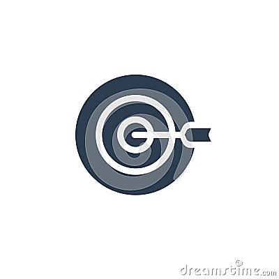 target, goal, success marketing concept, arrow center solid flat icon. vector illustration Vector Illustration