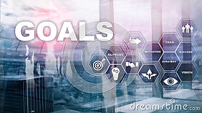 Target Goals Expectations Achievement Graphic Concept. Business development to success and growing growth. Stock Photo