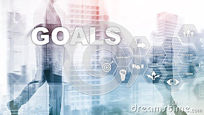 Target Goals Expectations Achievement Graphic Concept. Business development to success and growing Stock Photo