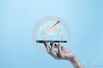 target icon digital business growth. concept of manager vision performance to a business plan and focus goal strategy of corporate Stock Photo